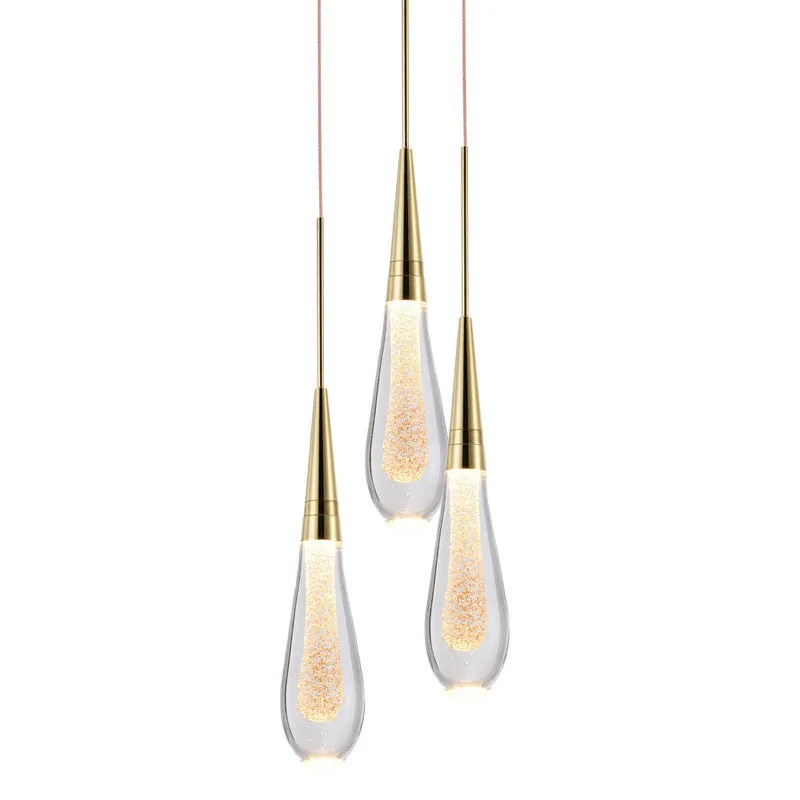 Postmodern crystal chandelier lamp with single head short design and adjustable cord
