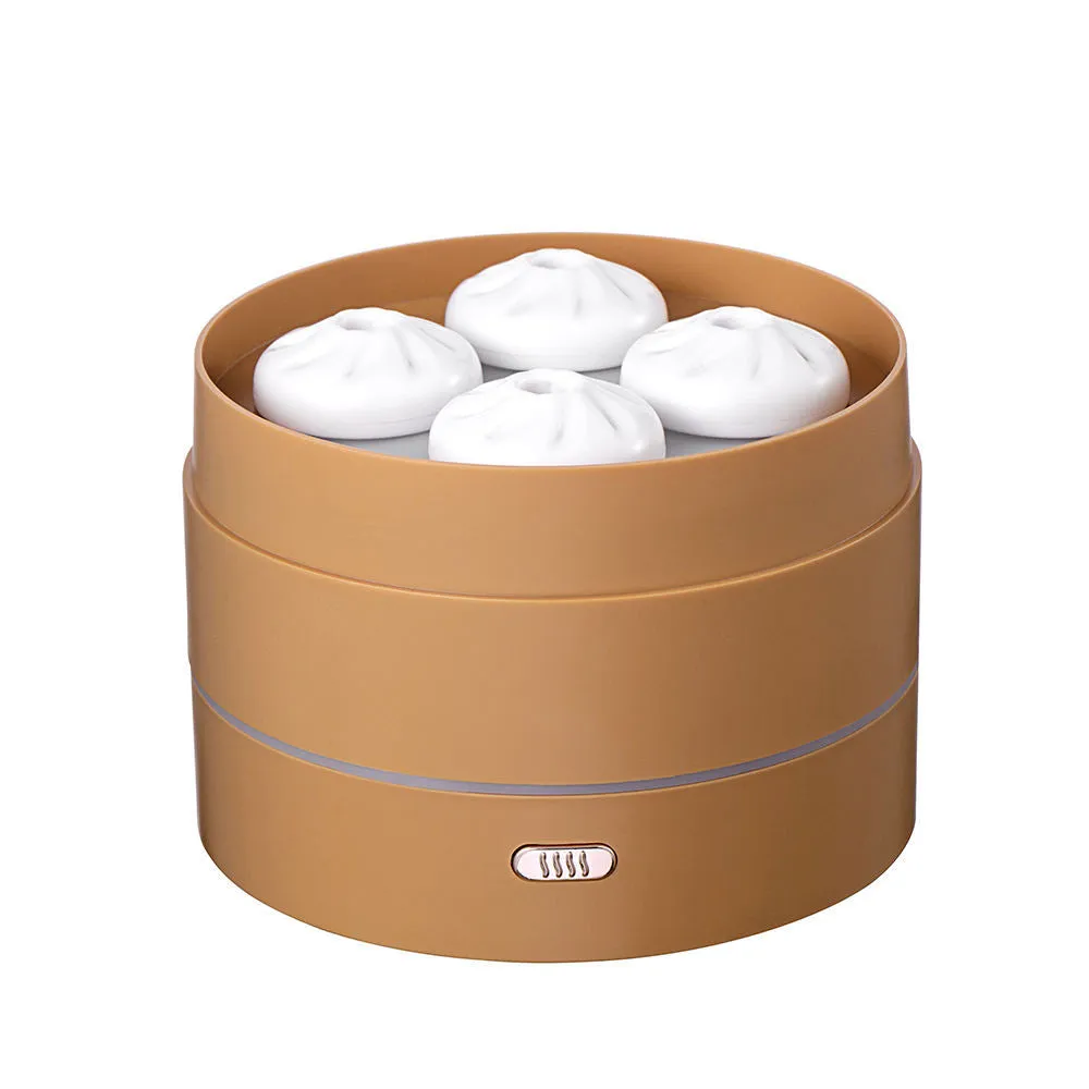 Coffee brown ultrasonic aromatherapy diffuser with four spray nozzles and LED light