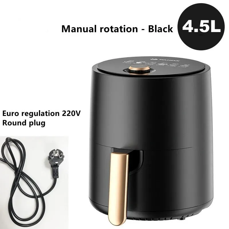 Home Fashion black plastic air fryer with touch screen controls and 4.5-6L capacity