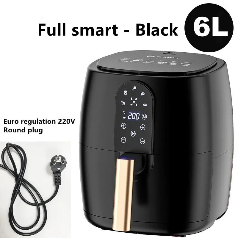 Home Fashion black plastic air fryer with touch screen controls and 4.5-6L capacity