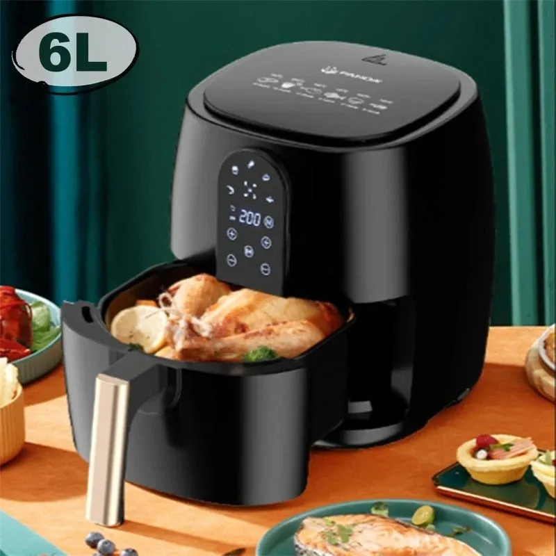 Home Fashion black plastic air fryer with touch screen controls and 4.5-6L capacity