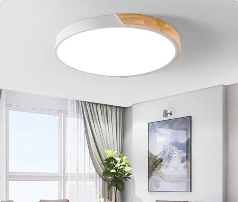 Round 30cm macaron LED ceiling light in seven colour options for bedroom illumination