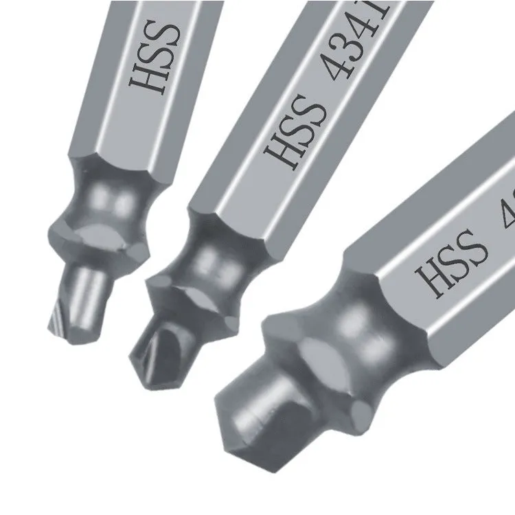 6-piece slip-tooth head screw remover set with high-speed steel construction for stripped screw removal
