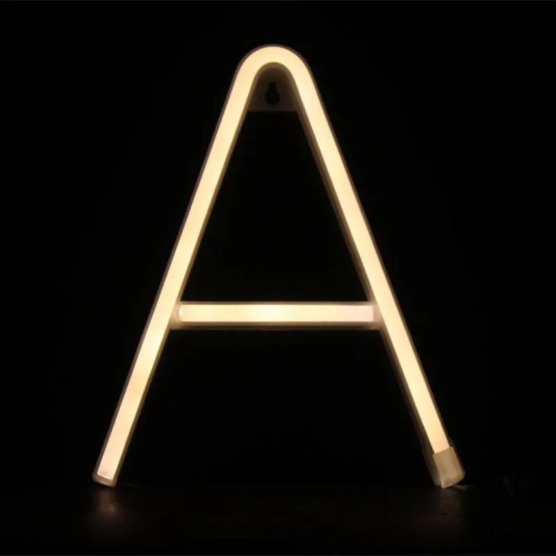 LED alphabet letter light with plastic shell showing single letter illumination as night light