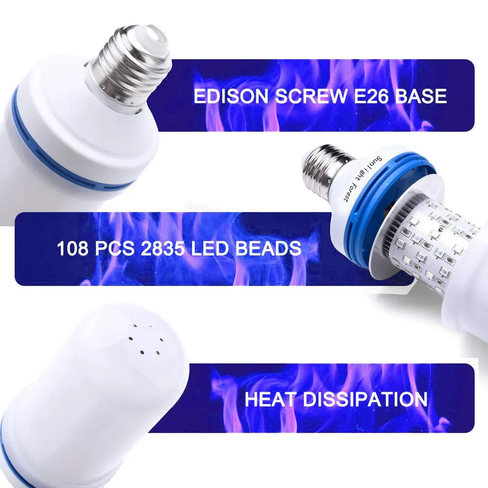 LED flame light bulb 9W 600lm with 4 modes E26/E27/B22 base blue yellow