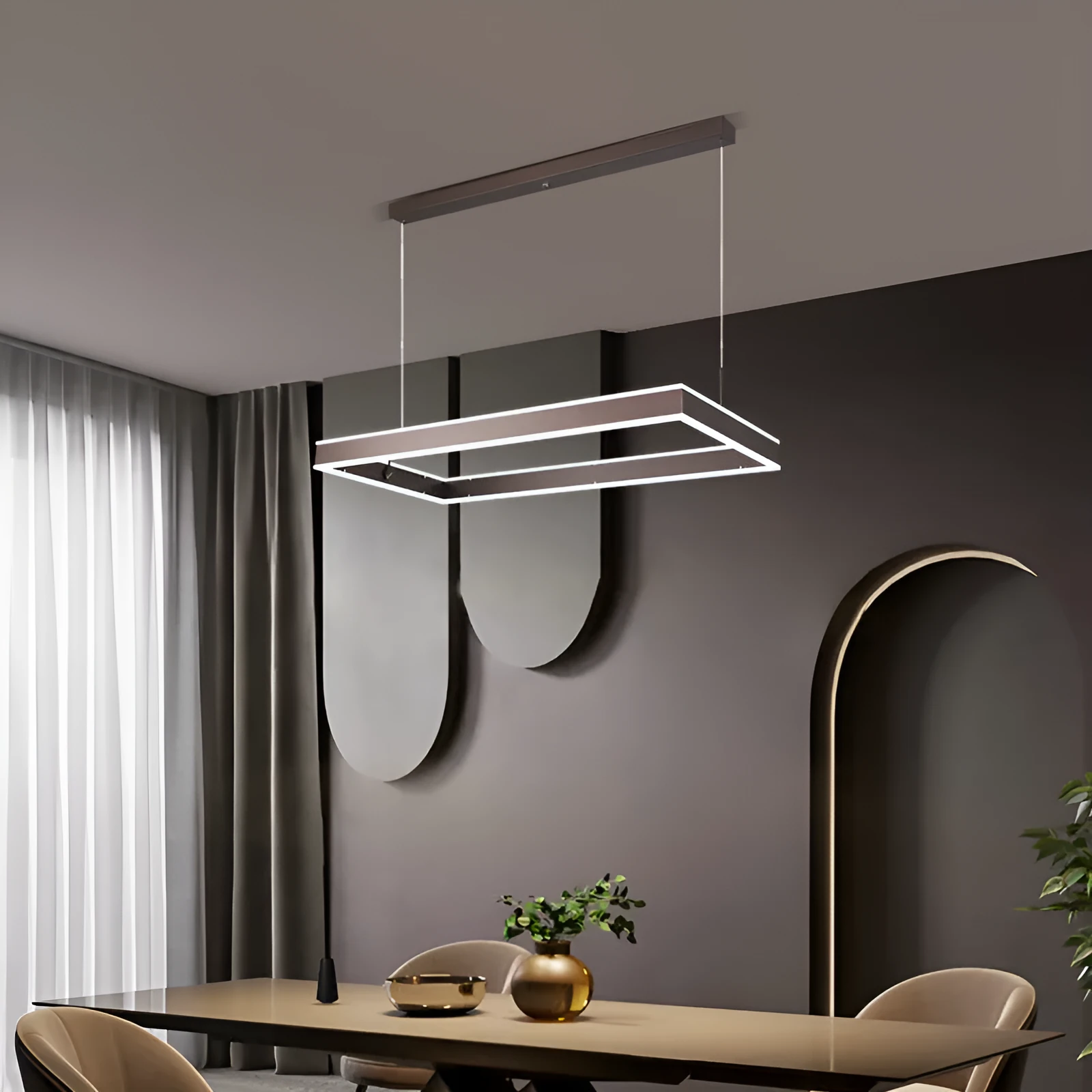 Brown fish-shaped pendant lamp ceiling chandelier with remote control and USB power cable