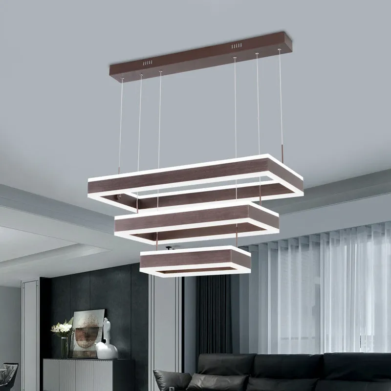 Brown fish-shaped pendant lamp ceiling chandelier with remote control and USB power cable