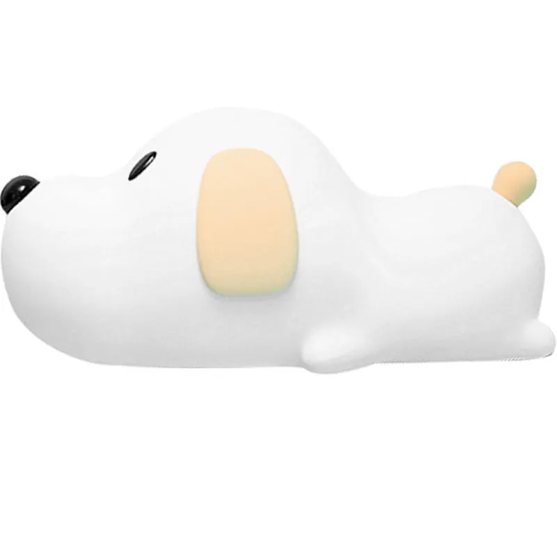 Soft silicone rechargeable night light with animal design and touch-sensitive nose for dimming