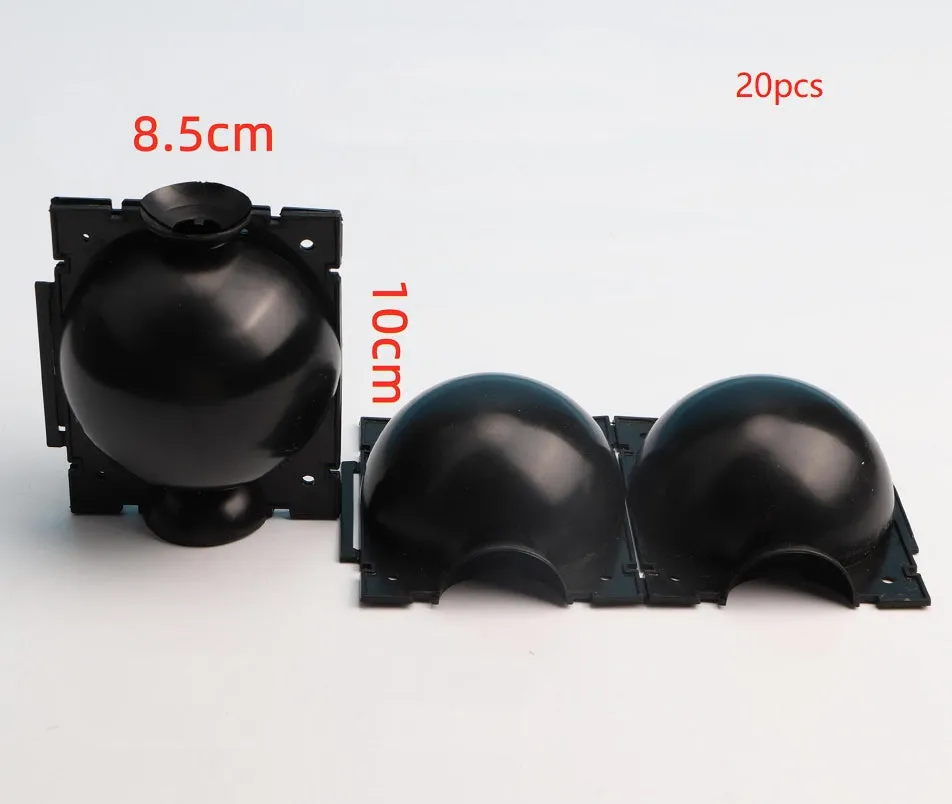 PP plastic plant propagation box or grafting ball for high pressure air layering, shown in black, green, and white colour options.