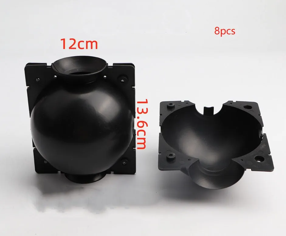 PP plastic plant propagation box or grafting ball for high pressure air layering, shown in black, green, and white colour options.