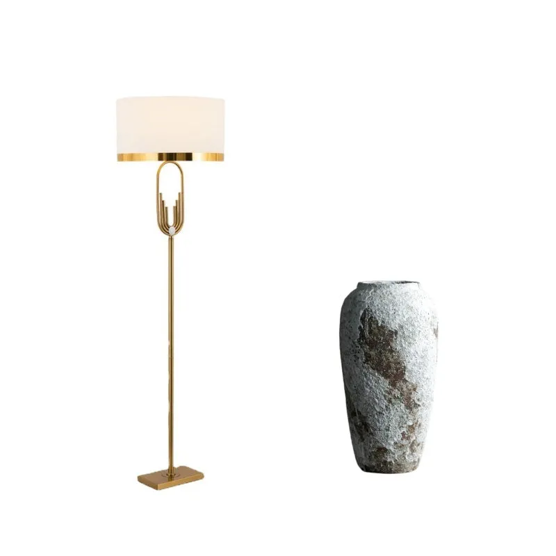 Modern vertical reading floor lamp with fabric shade, iron body, 42cm diameter, 165cm height