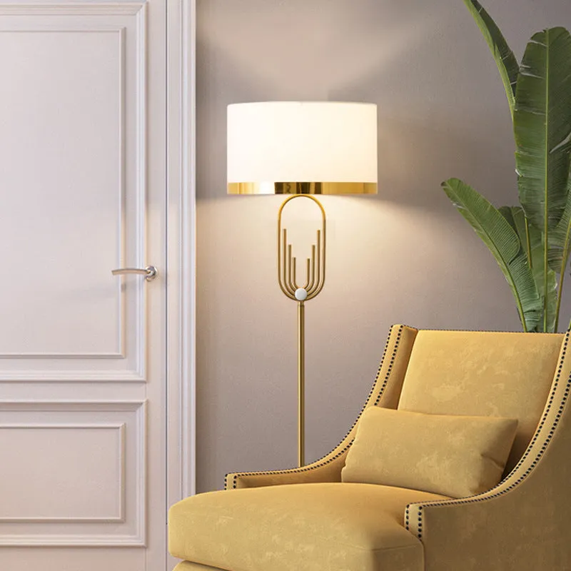 Modern vertical reading floor lamp with fabric shade, iron body, 42cm diameter, 165cm height