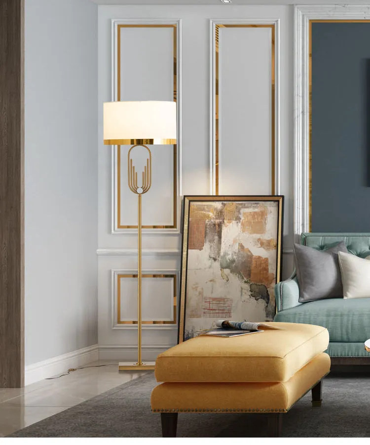 Modern vertical reading floor lamp with fabric shade, iron body, 42cm diameter, 165cm height