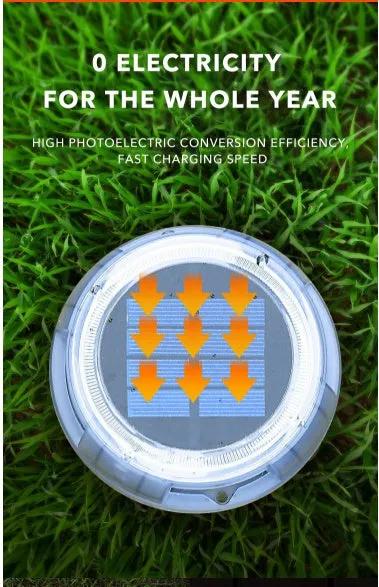 8 LED solar outdoor lawn lamp with IP67 waterproof rating and 1800mAh battery for garden path lighting