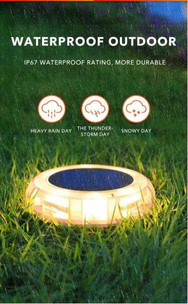 8 LED solar outdoor lawn lamp with IP67 waterproof rating and 1800mAh battery for garden path lighting
