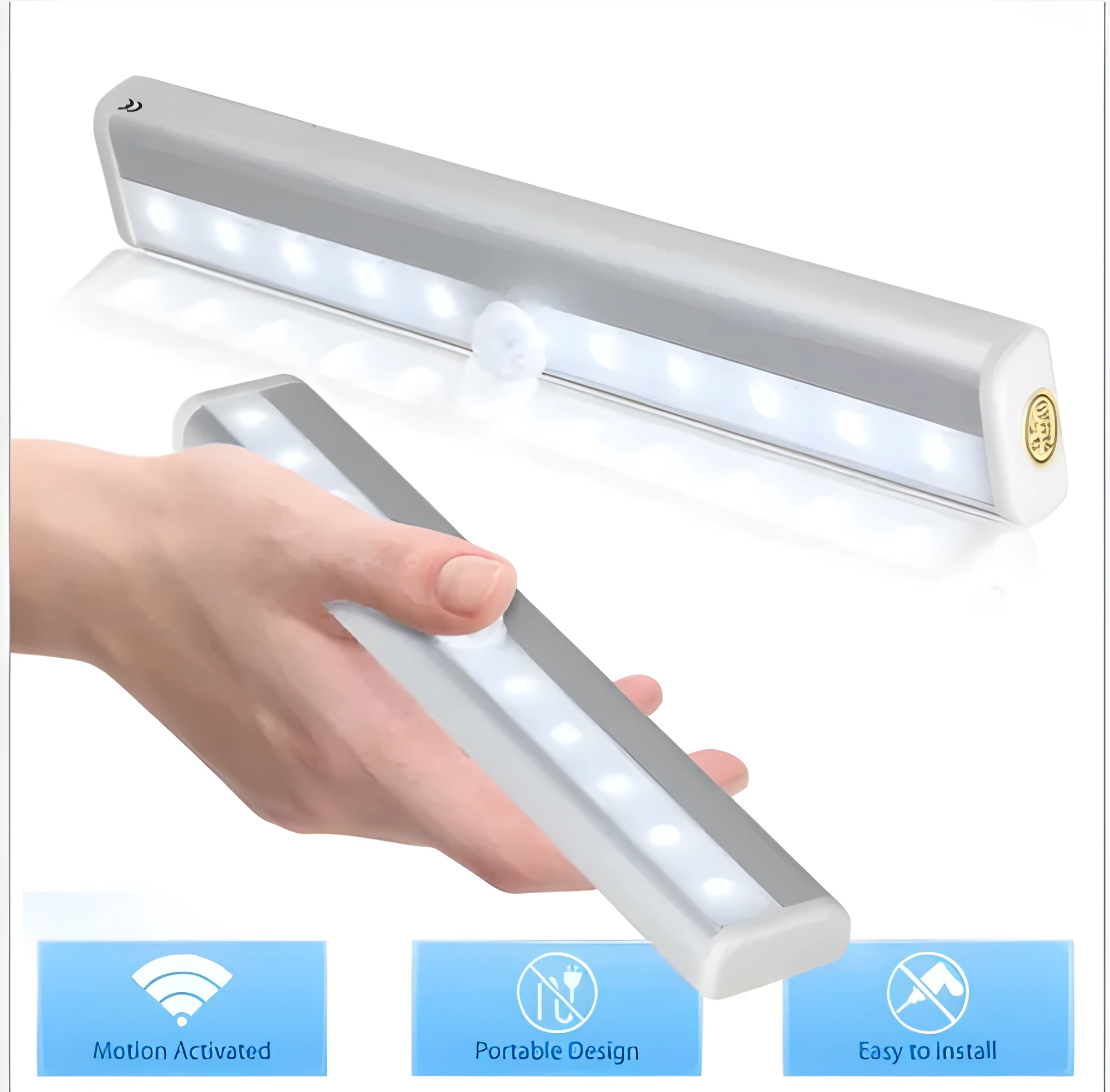 LED sensor light with infrared sensor, aluminium alloy shell, 190x30x16mm, white light