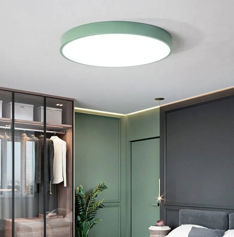 Ultra-thin 22cm 12W LED ceiling light with remote control dimming for modern minimalist rooms