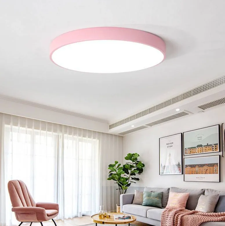 Ultra-thin 22cm 12W LED ceiling light with remote control dimming for modern minimalist rooms