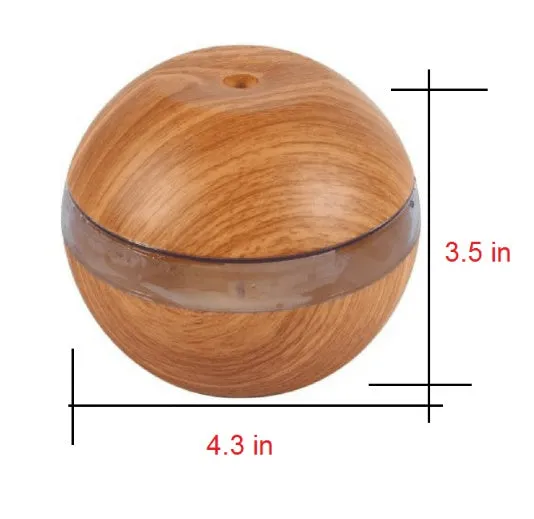 Essential oil diffuser humidifier with 300ml tank and USB power, 110x110x90mm, ABS material