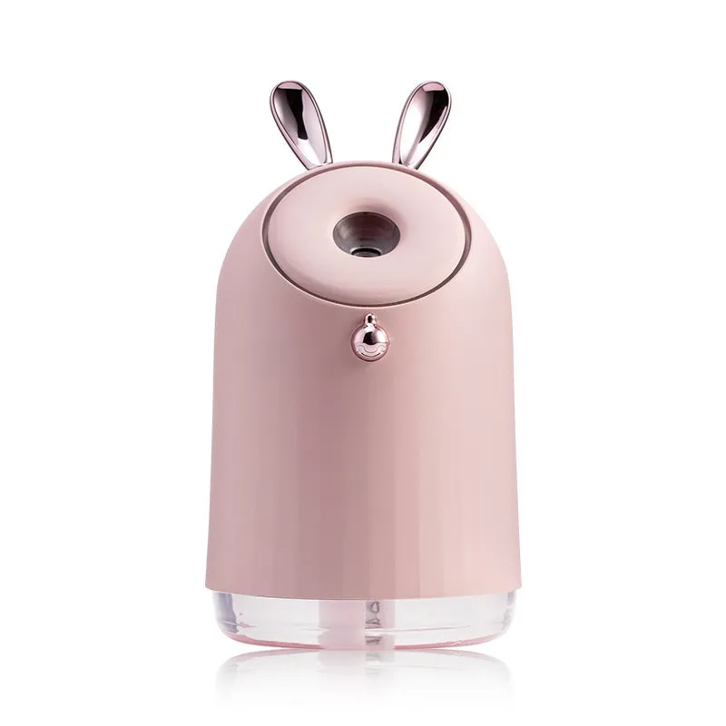 Compact USB humidifier table lamp with 250ml water tank, 145mm height, available in blue colour, sitting on a desk