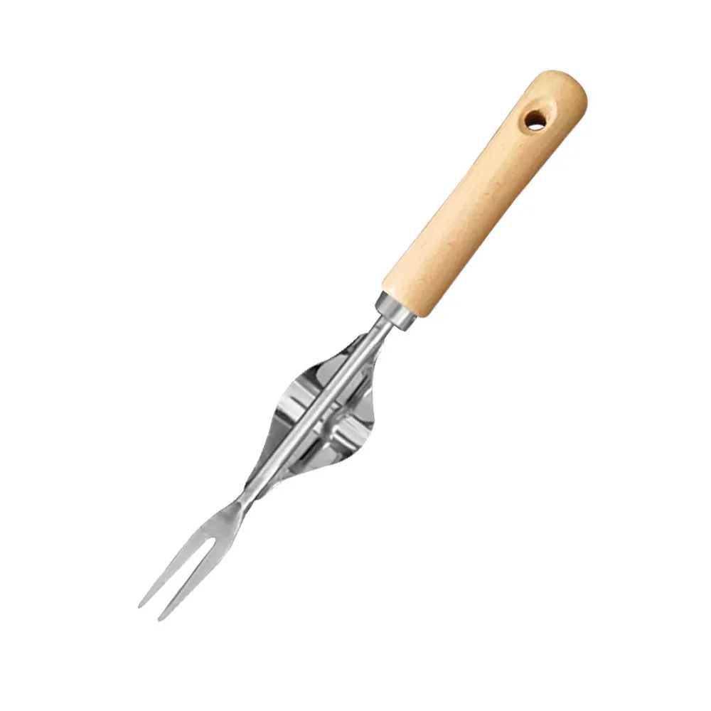 Manual weed puller set with telescopic rod, gap weeder head, and sickle weeder on a garden lawn