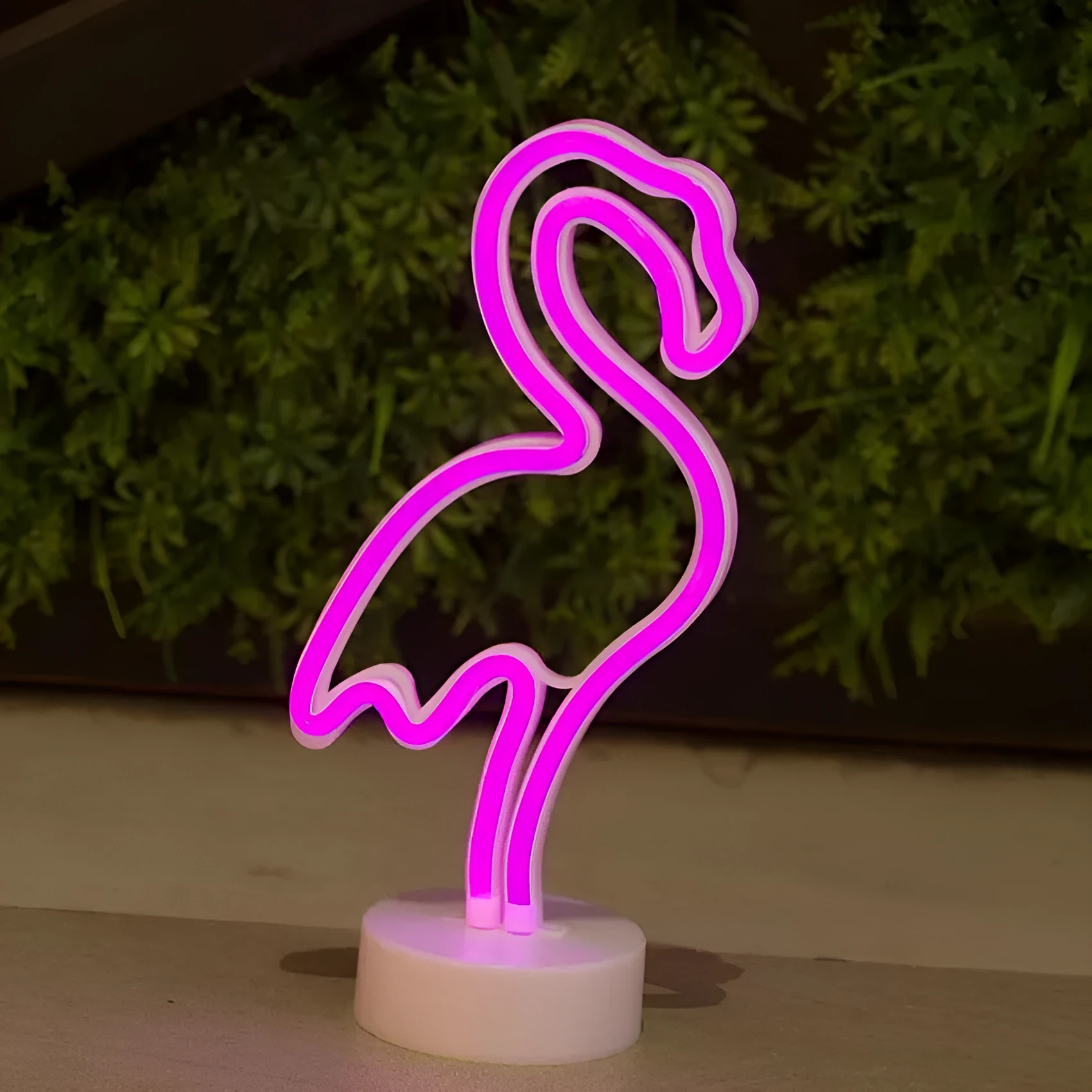 LED flamingo night light with soft pink glow, battery operated, wall hanging or tabletop use for bedroom Christmas decoration