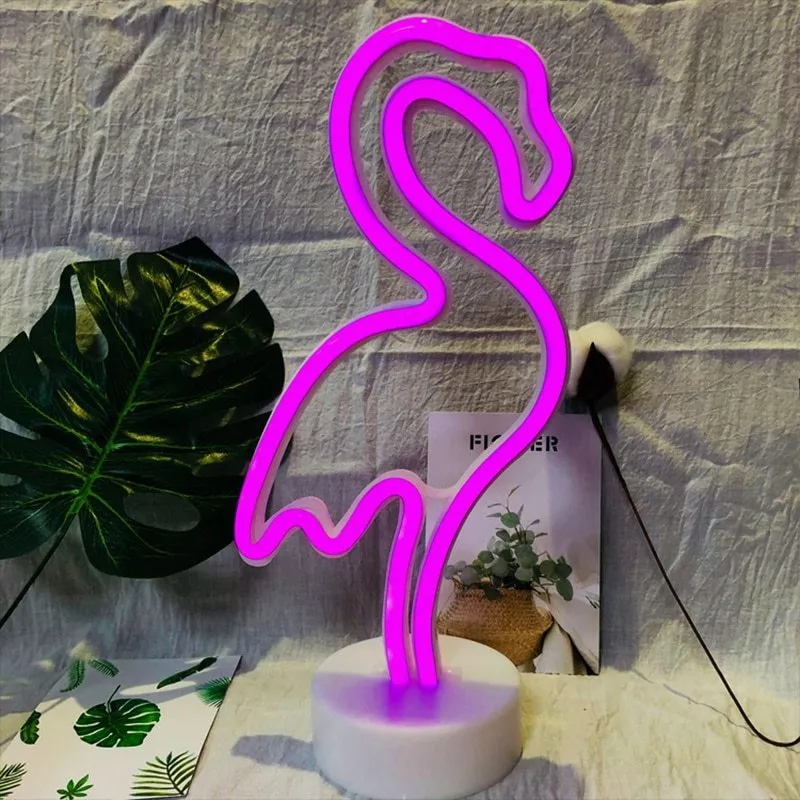 LED flamingo night light with soft pink glow, battery operated, wall hanging or tabletop use for bedroom Christmas decoration