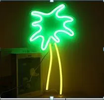 LED pendant neon light with acrylic backboard in blue colour showing 45cm length and compact design