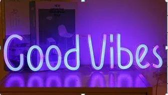 LED pendant neon light with acrylic backboard in blue colour showing 45cm length and compact design