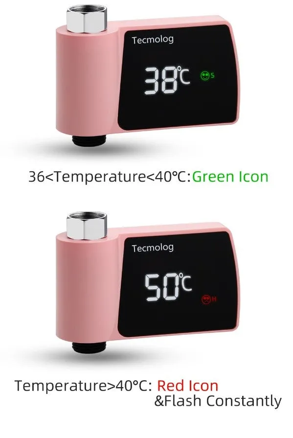 Plastic visual shower faucet water thermometer in black, no power consumption, 16x11.5x5cm