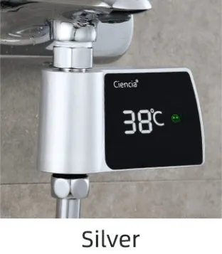 Plastic visual shower faucet water thermometer in black, no power consumption, 16x11.5x5cm