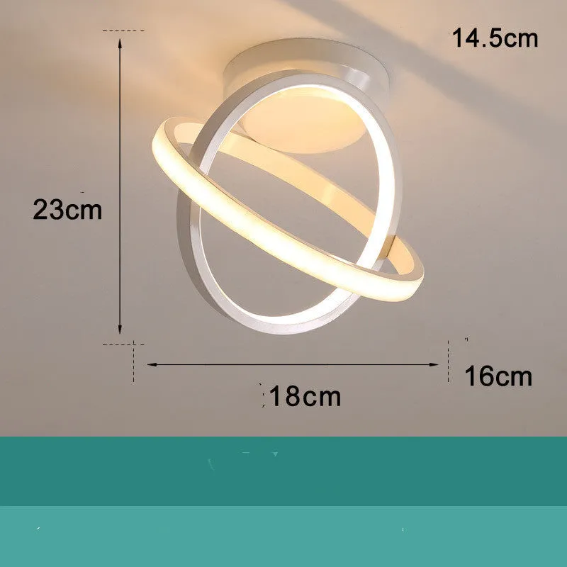 Round 180mm Nordic-style LED ceiling light in white with acrylic shade for corridors and hallways