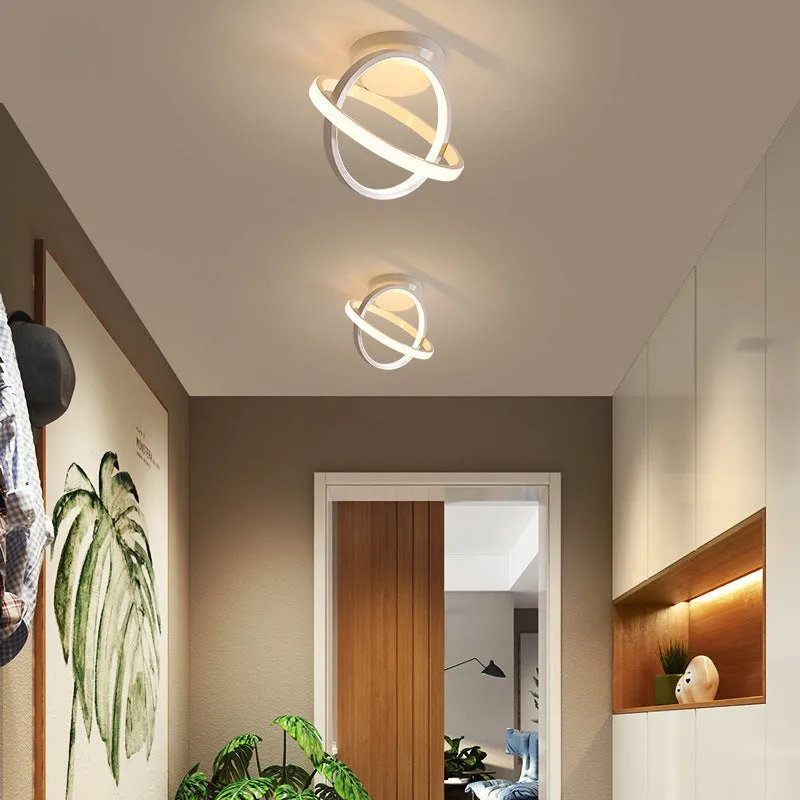 Round 180mm Nordic-style LED ceiling light in white with acrylic shade for corridors and hallways