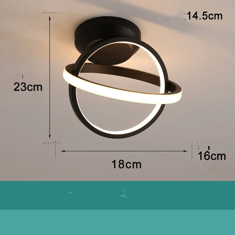 Round 180mm Nordic-style LED ceiling light in white with acrylic shade for corridors and hallways
