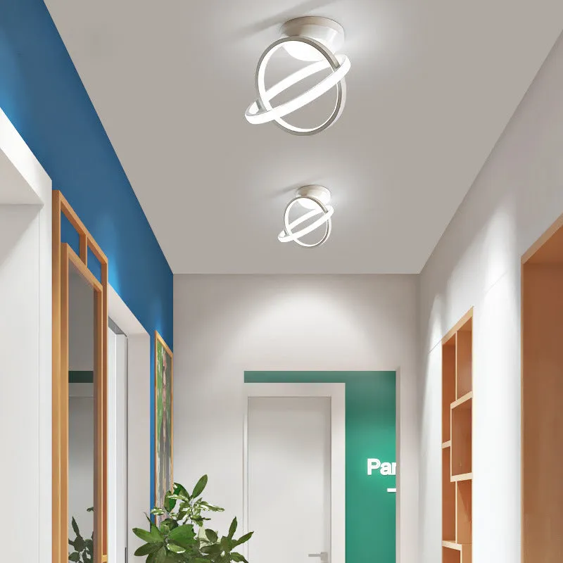 Round 180mm Nordic-style LED ceiling light in white with acrylic shade for corridors and hallways
