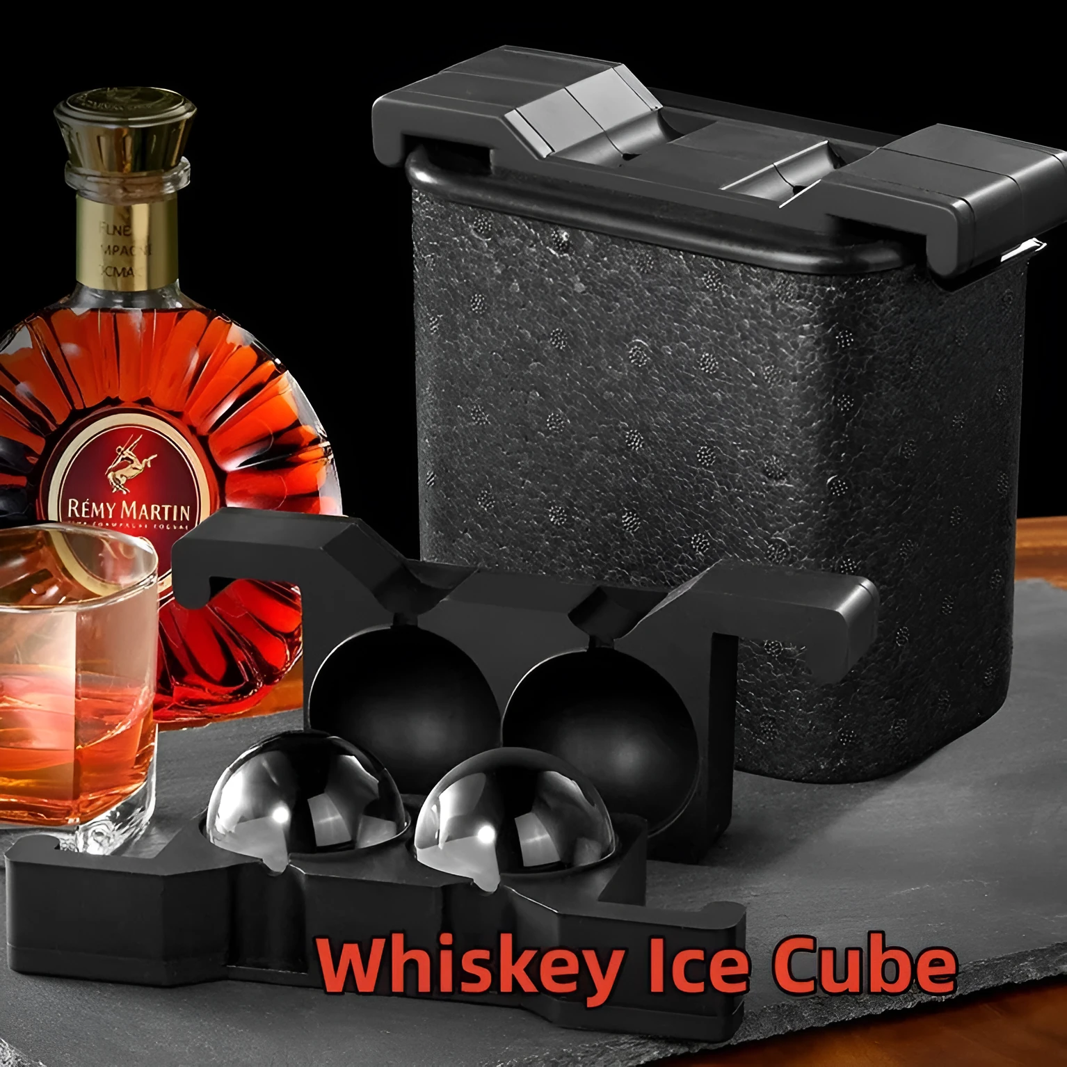 Whiskey ice cube mould with clear ice hockey shape, size 11.5x17.5x19.5cm, plastic material
