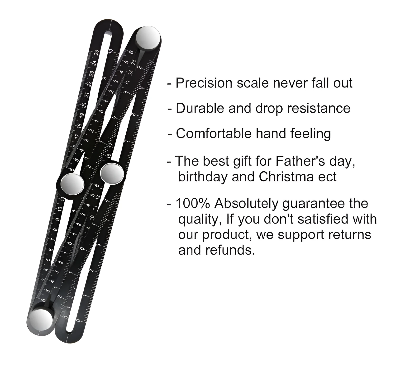 Aluminium alloy four-sided ruler with inch and centimetre markings used as a layout template tool