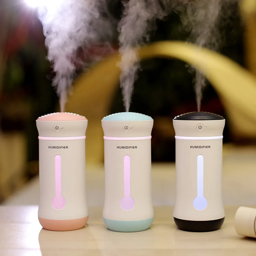 Creative air purifier car humidifier with 300ml tank, USB DC5V, 7.6x7.6x17cm, pink colour