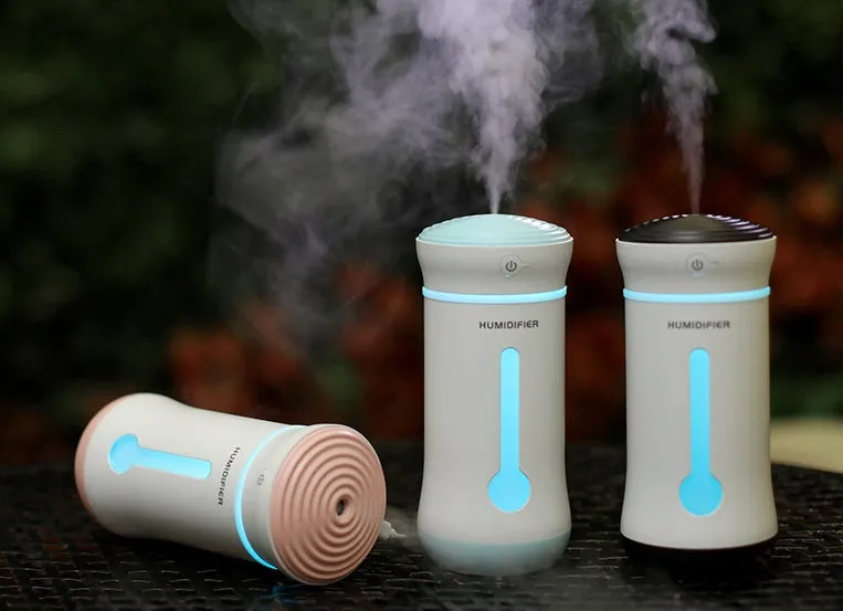 Creative air purifier car humidifier with 300ml tank, USB DC5V, 7.6x7.6x17cm, pink colour