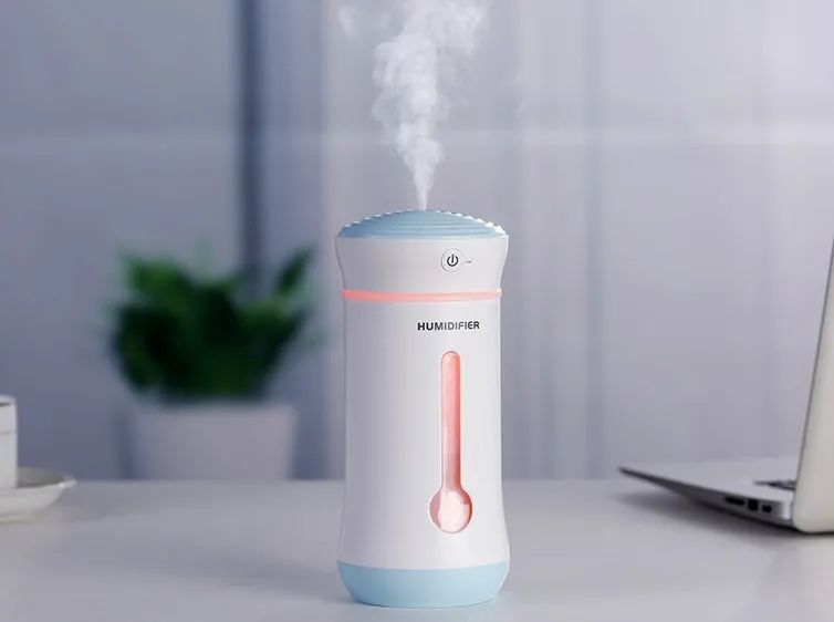 Creative air purifier car humidifier with 300ml tank, USB DC5V, 7.6x7.6x17cm, pink colour