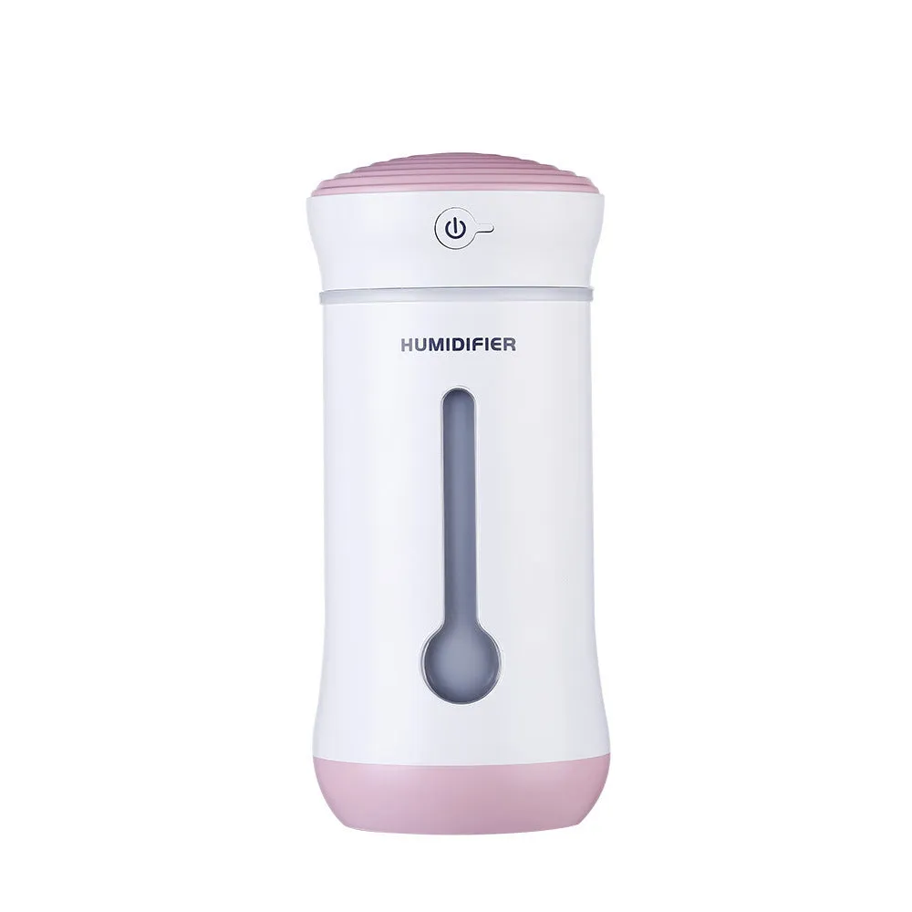Creative air purifier car humidifier with 300ml tank, USB DC5V, 7.6x7.6x17cm, pink colour