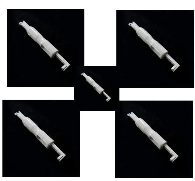 Needle threader insertion tool for sewing machine, plastic and metal, 7.2cm length, shown on white background
