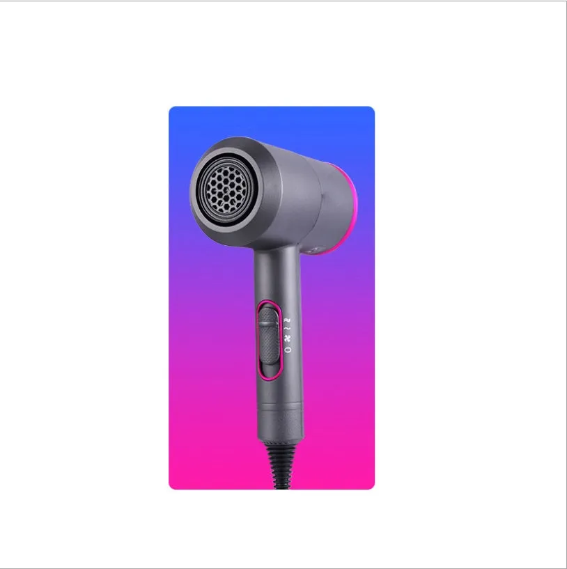 Hammer hair dryer in iron gray with red, AC motor, negative ion, three-speed, hot cold air, overheat protection, diffuser nozzle