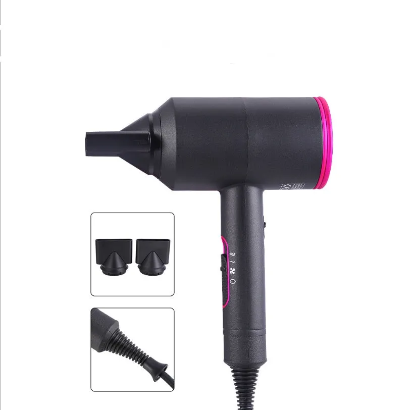 Hammer hair dryer in iron gray with red, AC motor, negative ion, three-speed, hot cold air, overheat protection, diffuser nozzle
