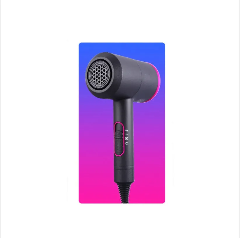 Hammer hair dryer in iron gray with red, AC motor, negative ion, three-speed, hot cold air, overheat protection, diffuser nozzle