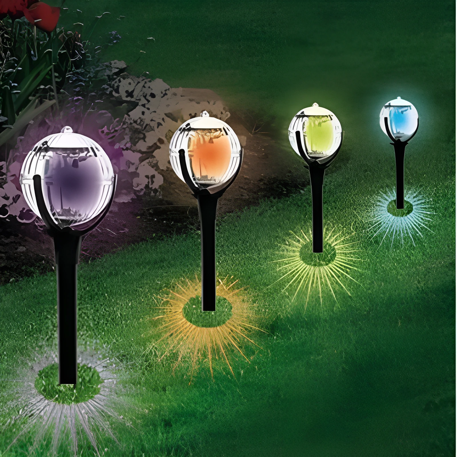 New outdoor solar lawn light creative magic ball design garden decoration warm yellow LED ABS construction