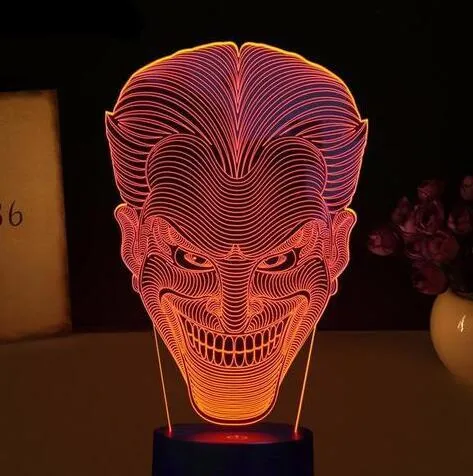 USB-powered acrylic 3D LED table lamp showing multiple colour display with remote control