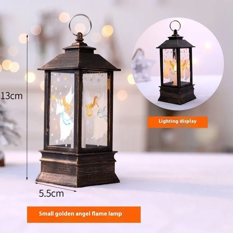 Christmas portable oil lamp with Santa Claus design, plastic construction, battery powered LED light for indoor outdoor hanging decoration