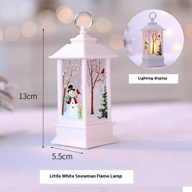 Christmas portable oil lamp with Santa Claus design, plastic construction, battery powered LED light for indoor outdoor hanging decoration