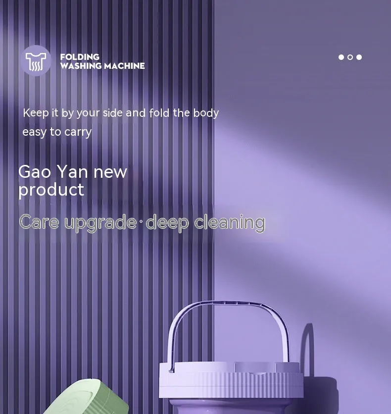 Plastic folding washing machine with 10L drain basket for underwear and small items, green